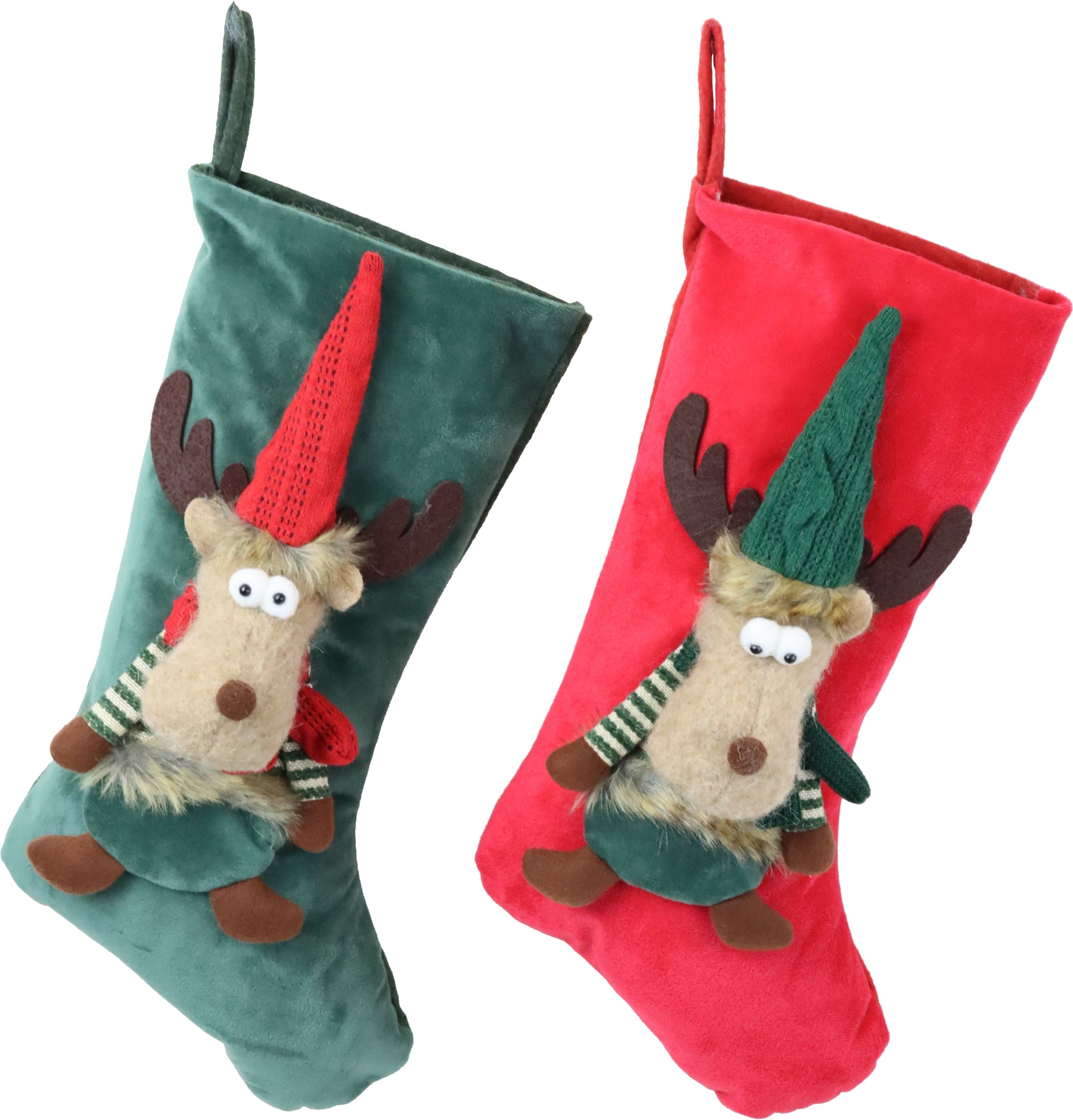 Weihnachtsstrumpf Rentier-Duo (46cm)