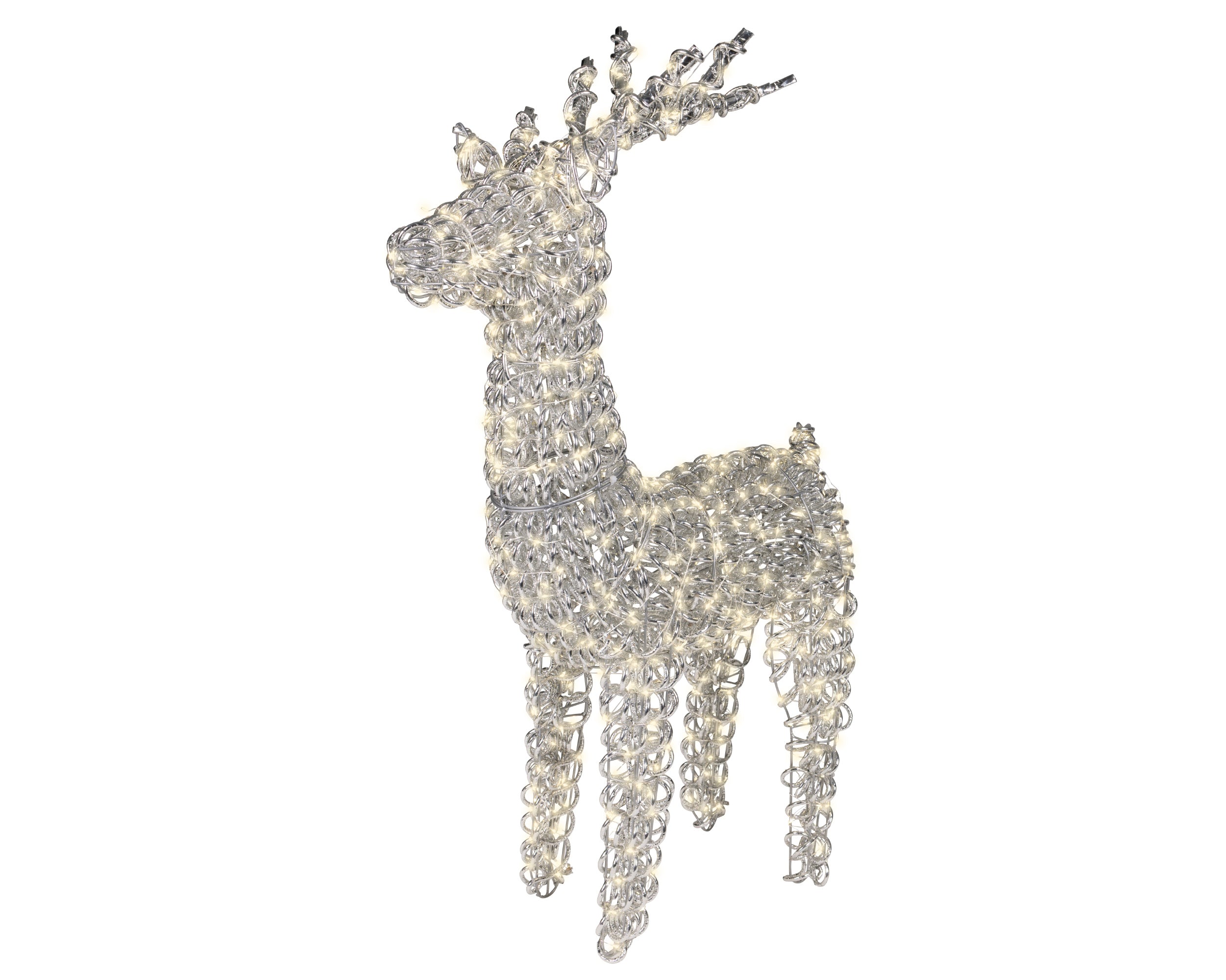 LED „Silberner leuchtender Winterhirsch“ klein (20 x 57 x 104 cm) outdoor