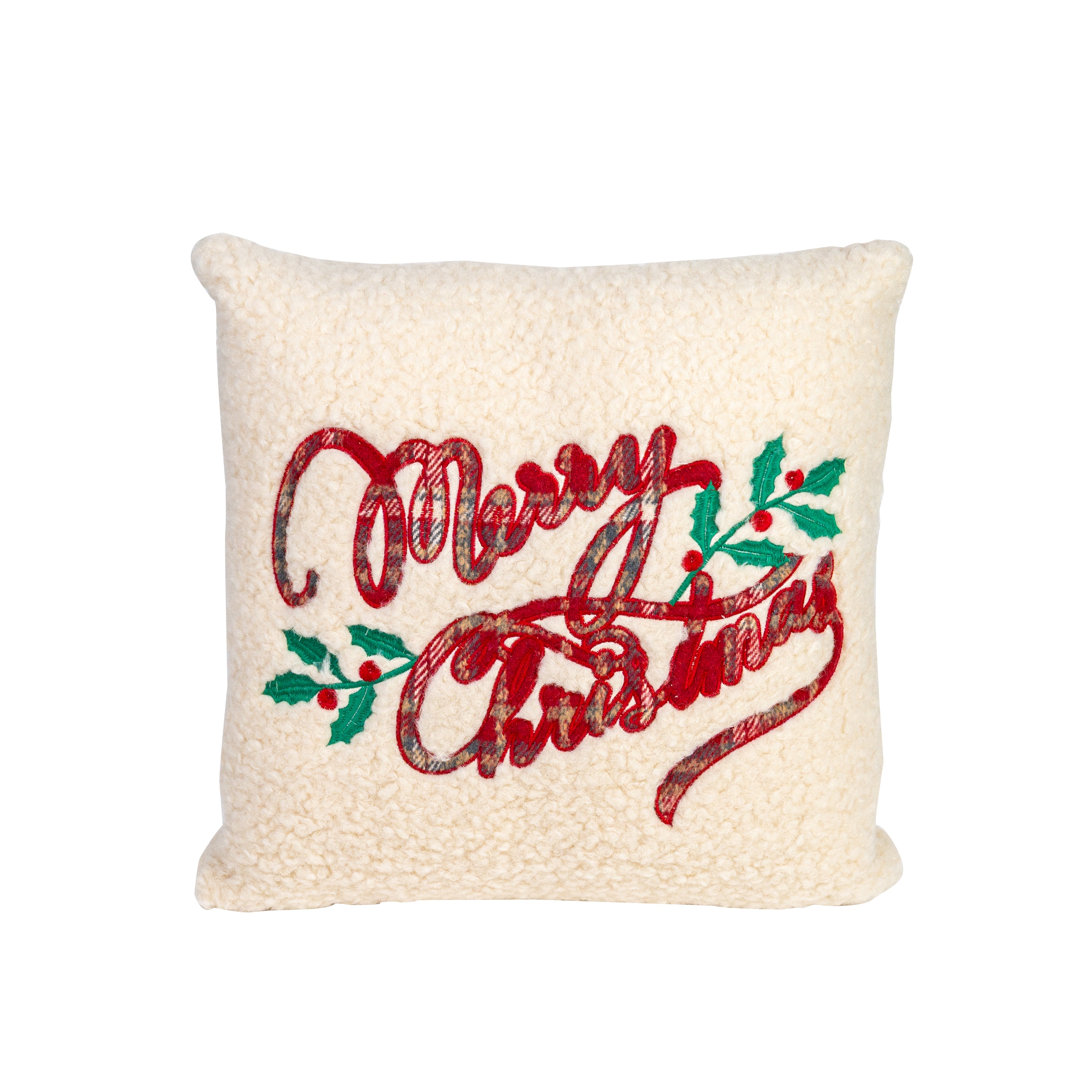 Weihnachts-Dekokissen „Merry Christmas" (Weiß)