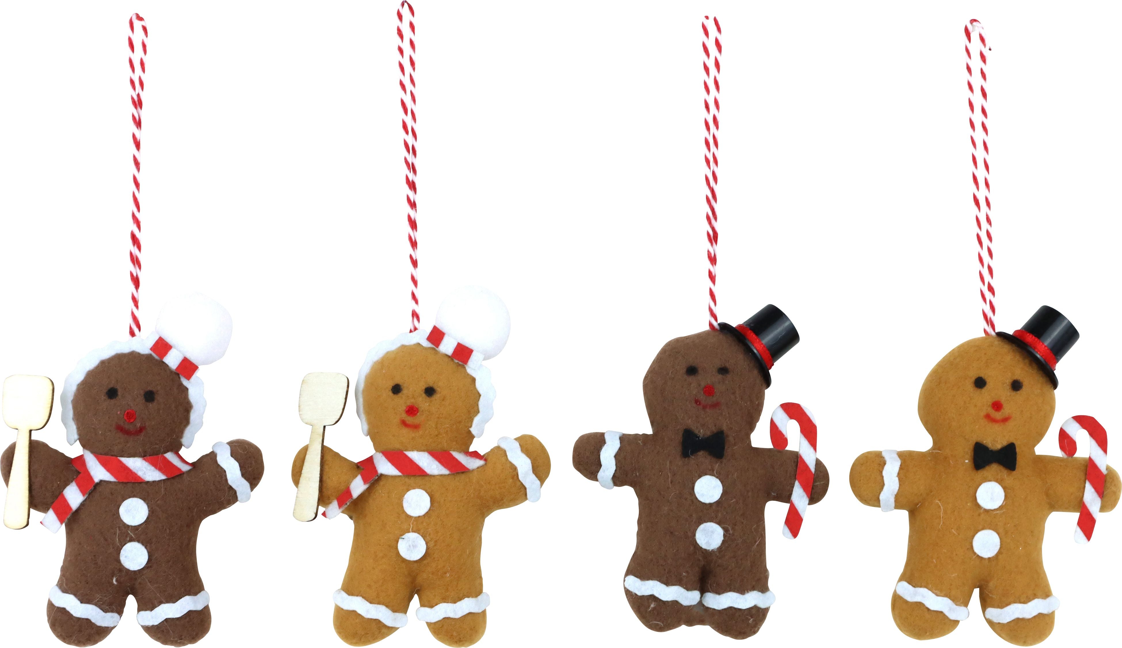 Gingerbreadman Anhänger – 4er Set Stoff (10cm)