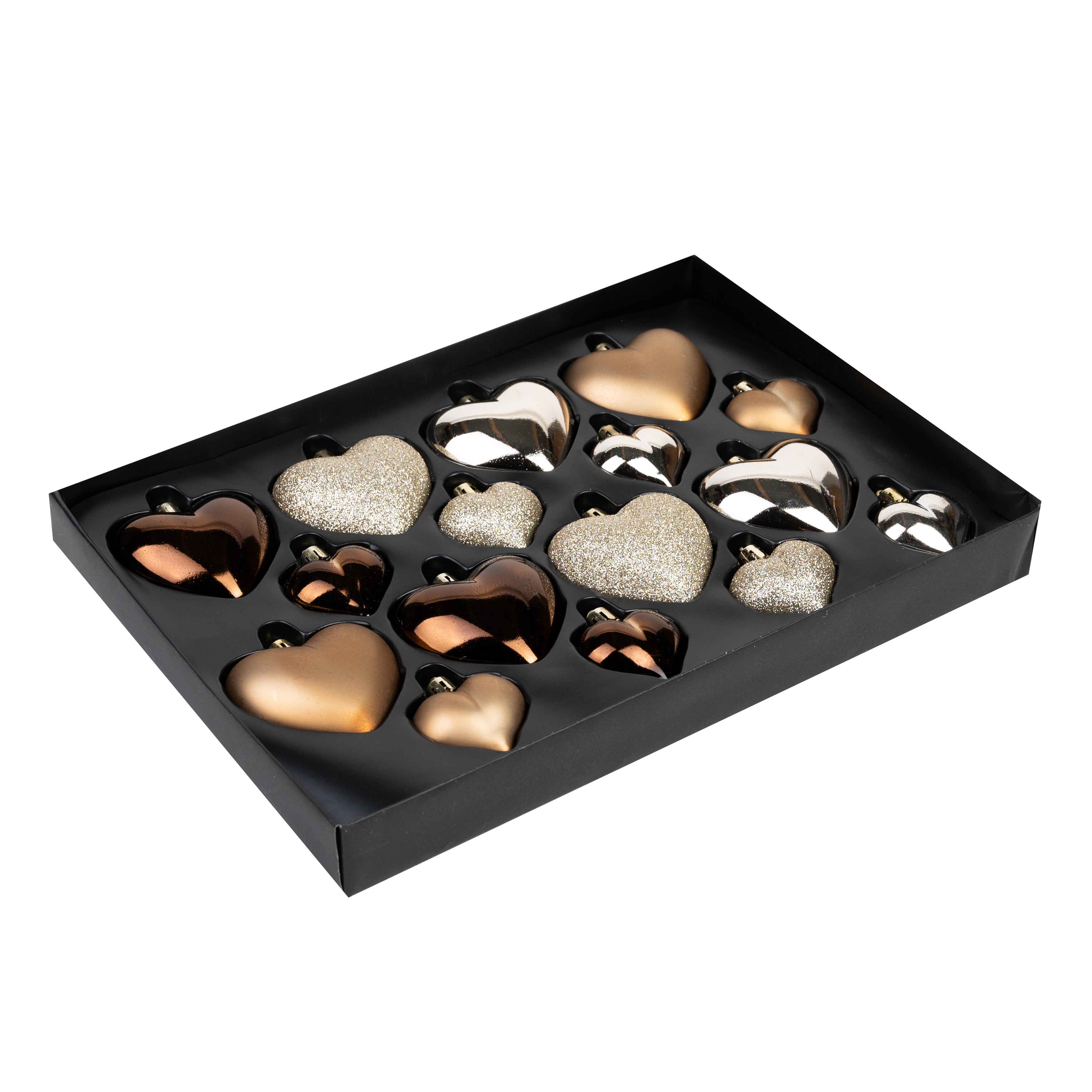 Christbaumanhänger Herzen – Metallic