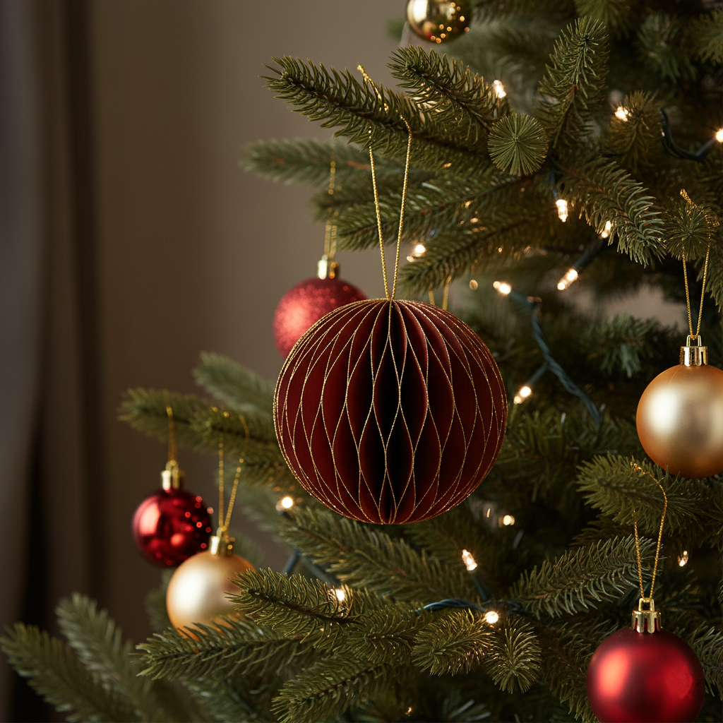 Wabenpapier-Kugeln mit Goldrand 12er-Set (10cm)