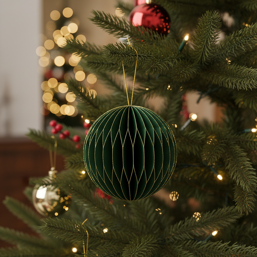 Wabenpapier-Kugeln mit Goldrand 12er-Set (10cm)