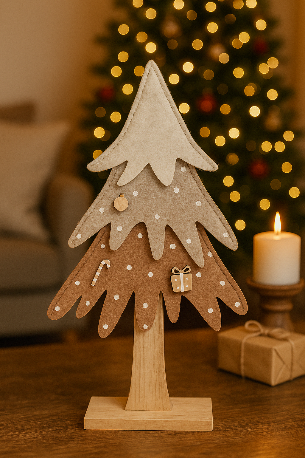 Filz-Tannenbaum Winterzauber braun   (27 cm)