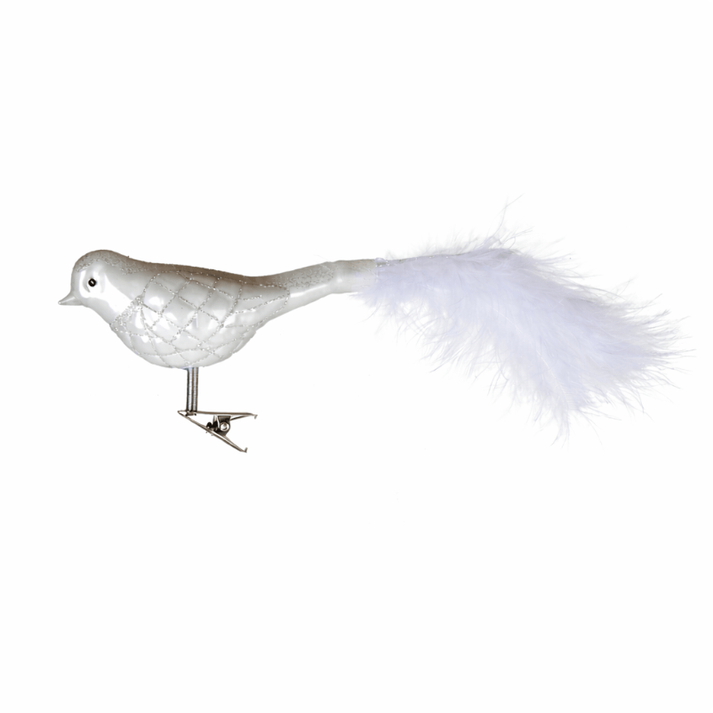 Zaubervogel Baumschmuck Weiß/Silber 4-tlg. - Sparset