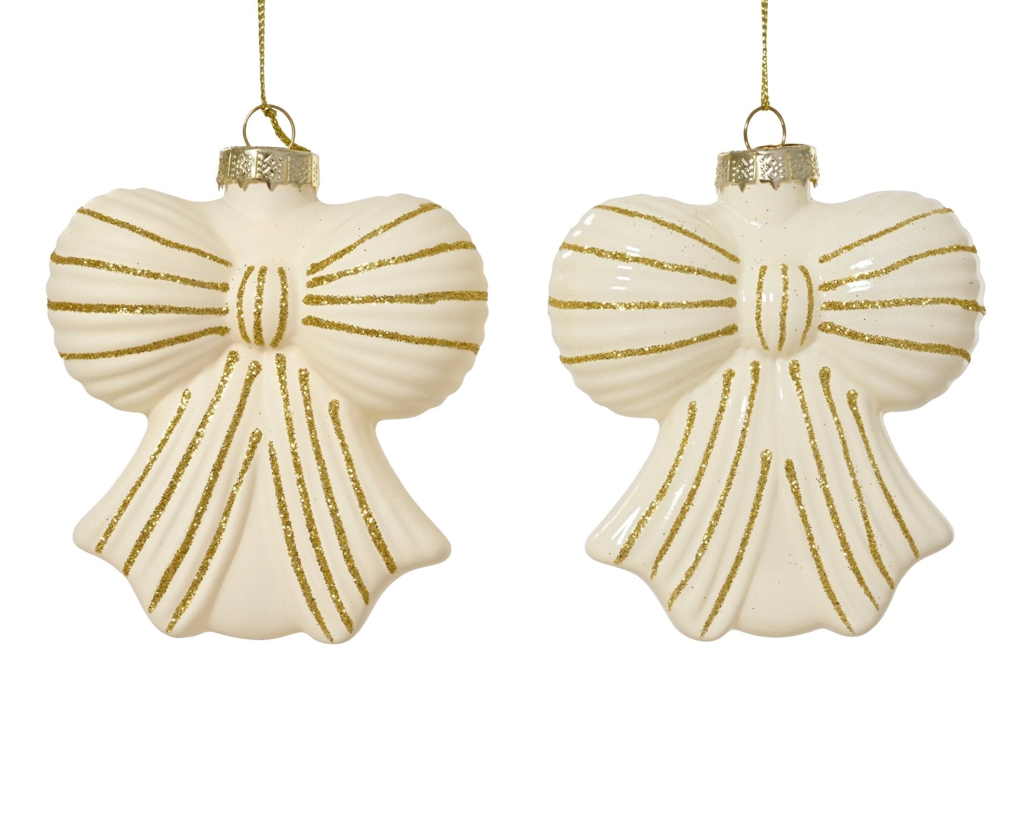 Christbaumanhänger Schleife creme/gold 12tlg. (9 x 4 x 10cm) - Amiras Zauber