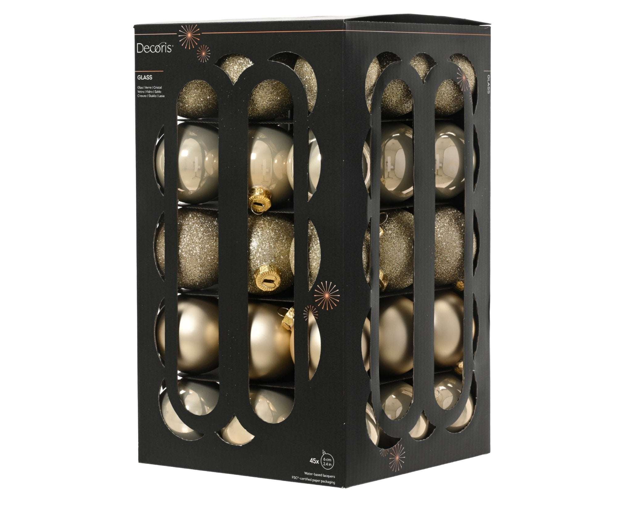 Christbaumkugel Mix gold matt/glitzer 45tlg. (Ø 6 cm) - Amiras Zauber