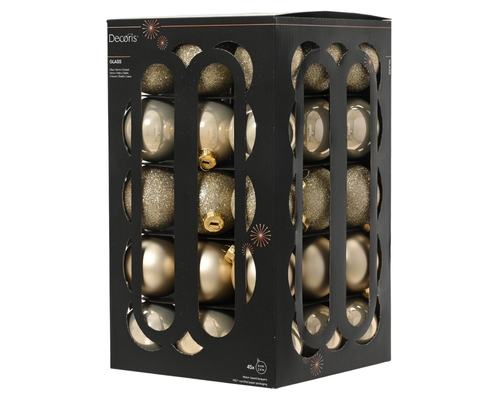 Christbaumkugel Mix gold matt/glitzer 45tlg. (Ø 6 cm) - Amiras Zauber