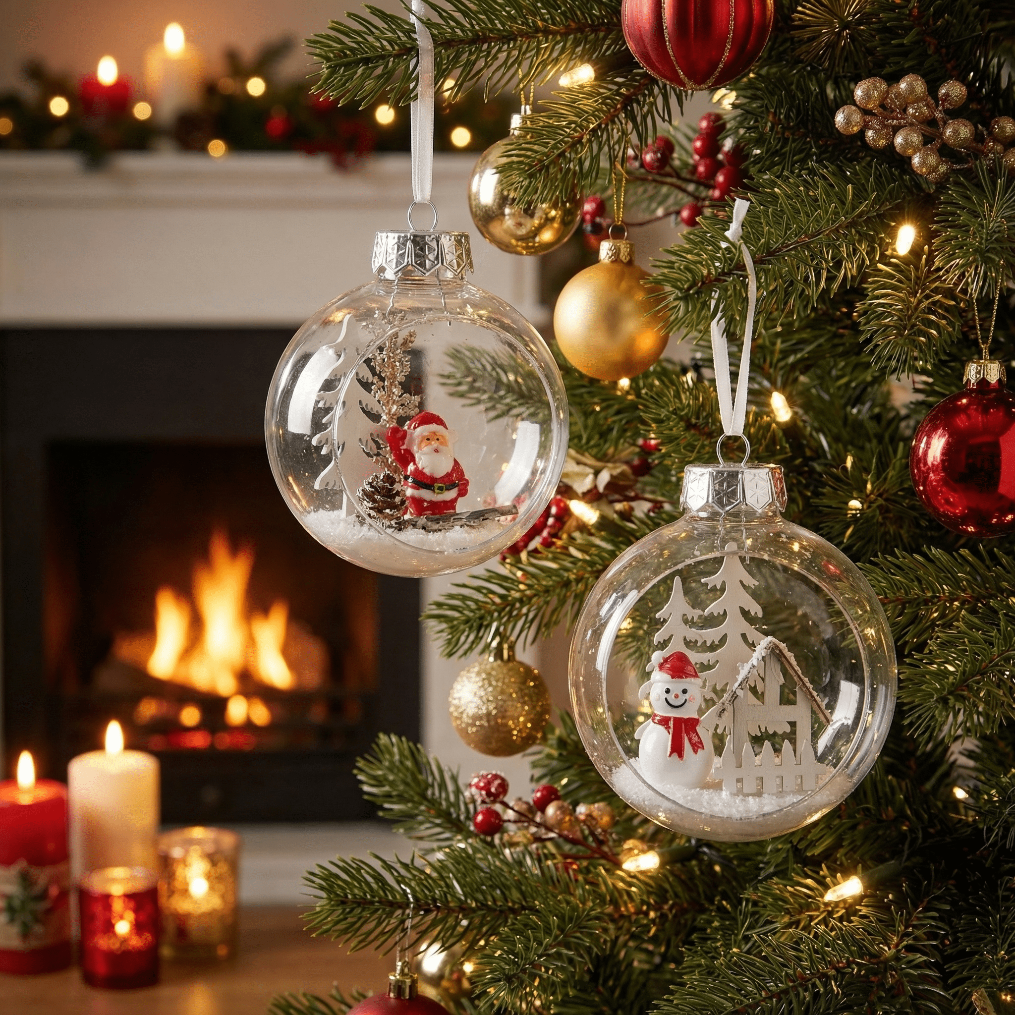 Christbaumkugel „Winterzeit“ 2er - Set (8 cm) - Amiras Zauber