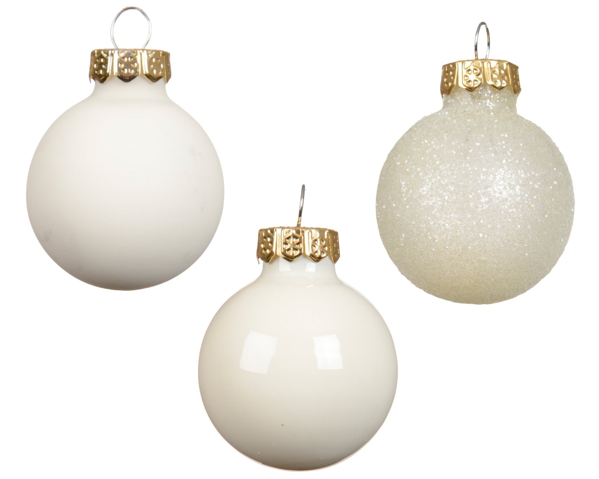 Christbaumkugeln Mini silber - glitzer /wollweiß 9tlg. (Ø 3 cm) - Amiras Zauber