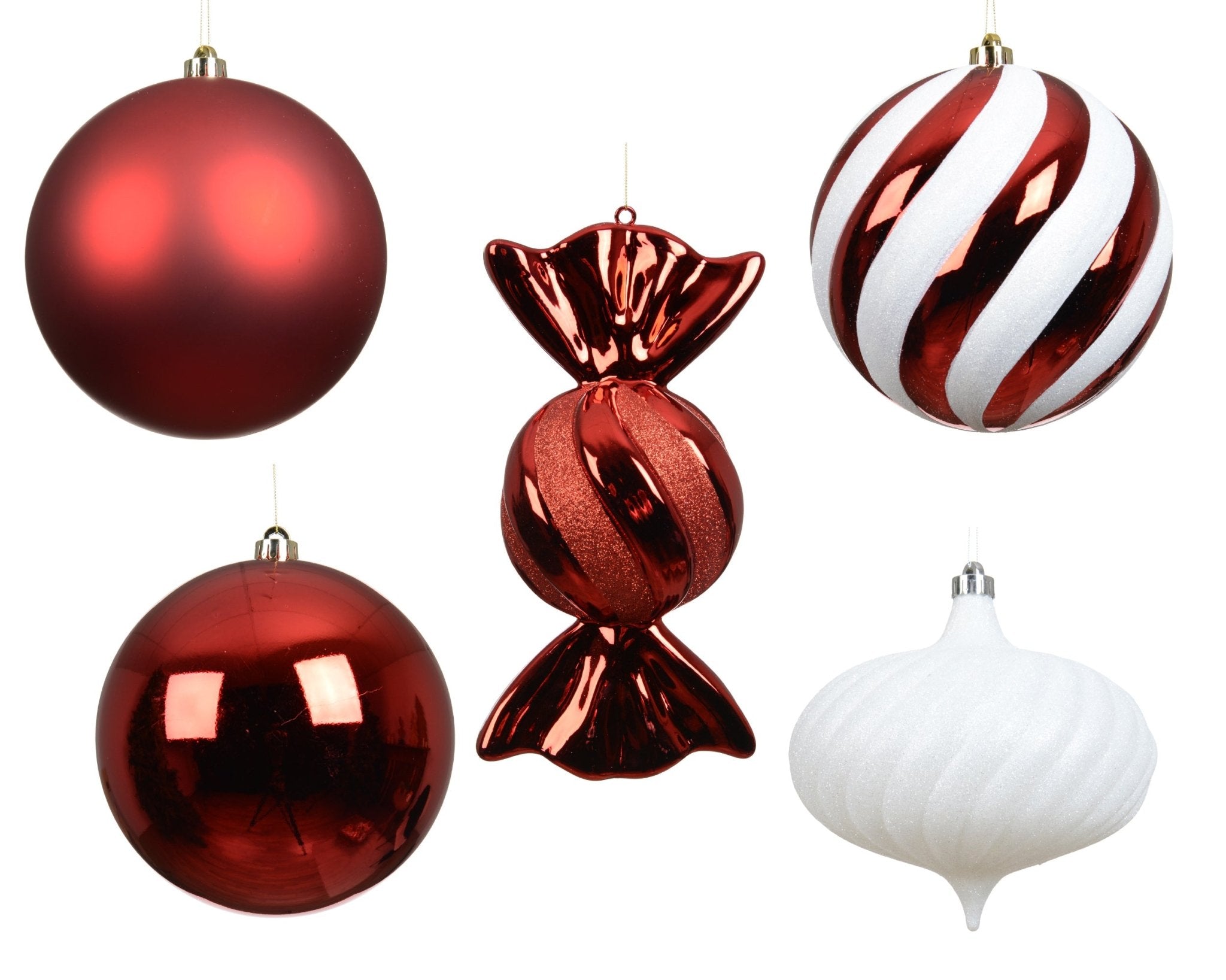Christbaumkugeln Rubin & Schnee 6tlg. (Ø 20cm) - Amiras Zauber