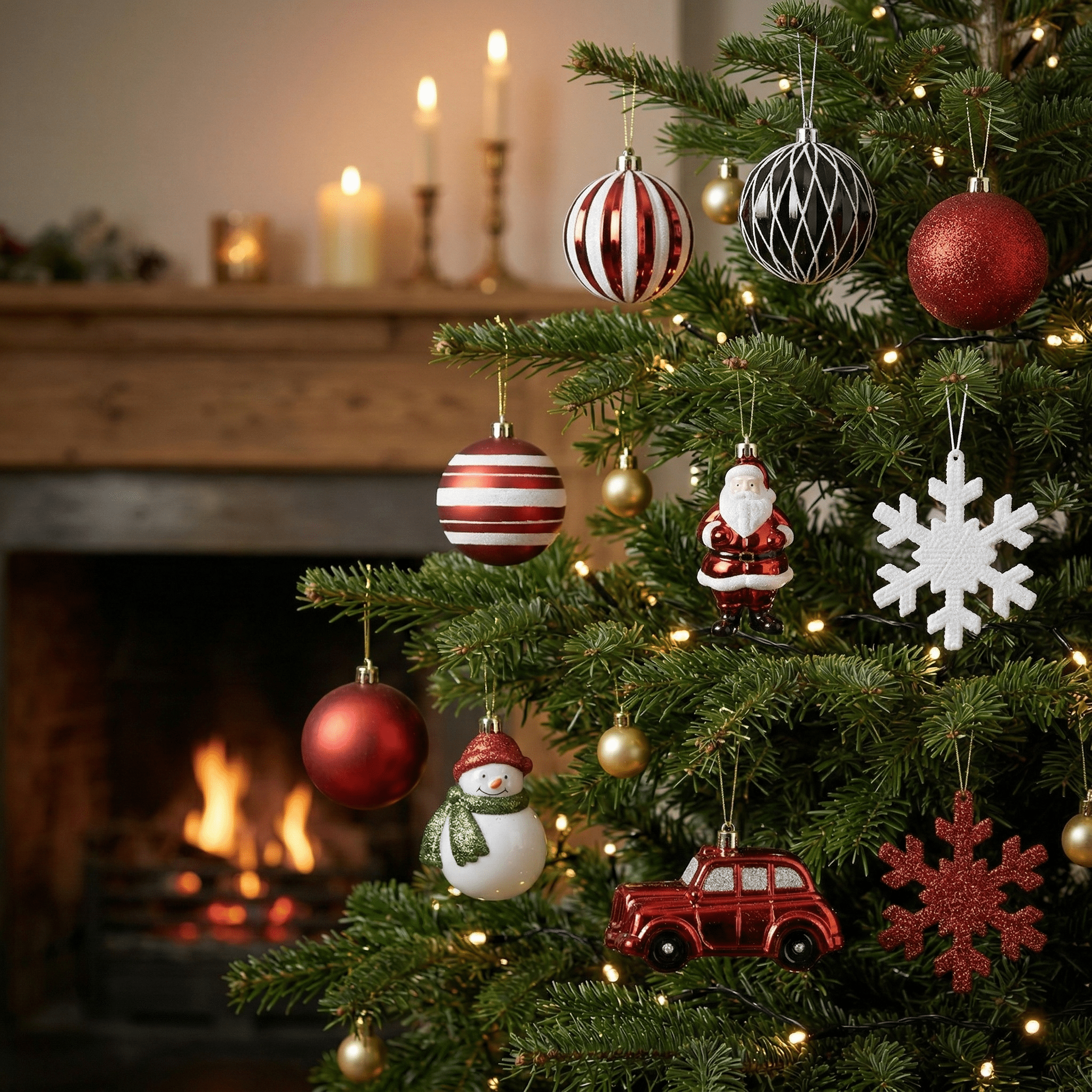 Nostalgisches Weihnachtskugel-Set Rot-Weiß 25-tlg. 8 cm – Amiras Zauber