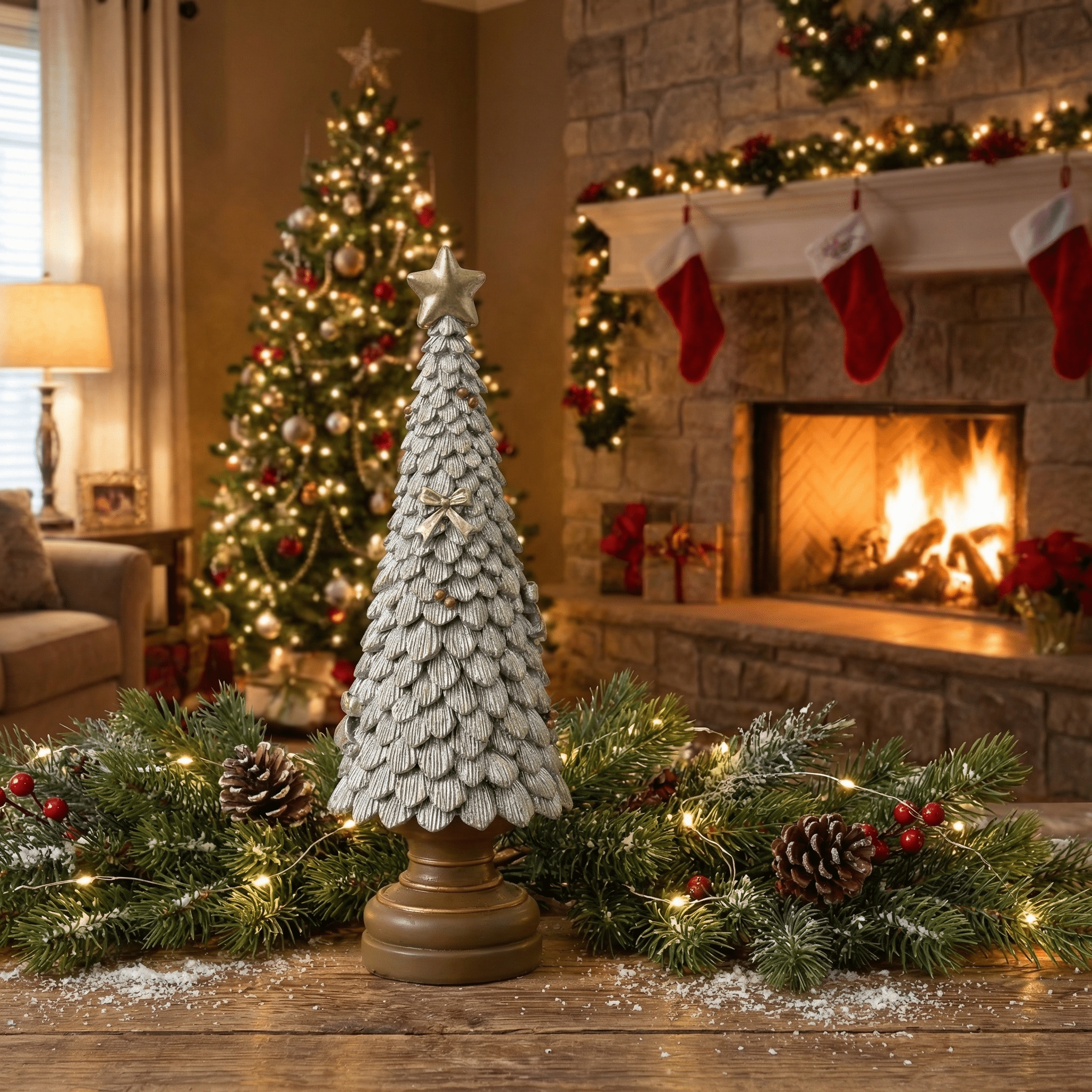 Kleiner Weihnachtsbaum Tischdeko Silber