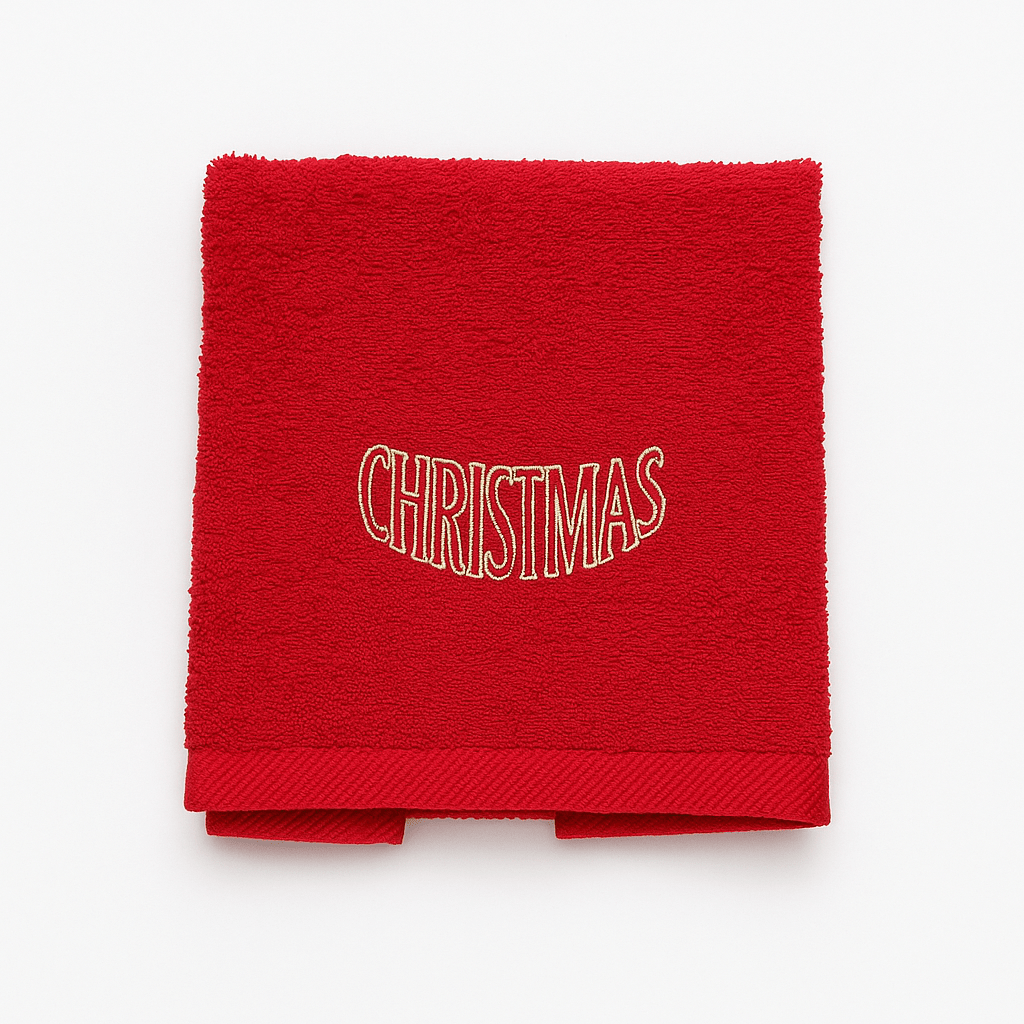 Handtuch Set 2 - teilig „Merry Christmas" Rot - Amiras Zauber