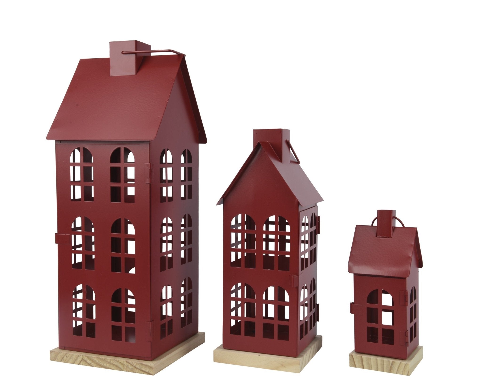 Laternen - Set Winterdorf 3teilig (19 cm, 30 cm, 45 cm) - Amiras Zauber