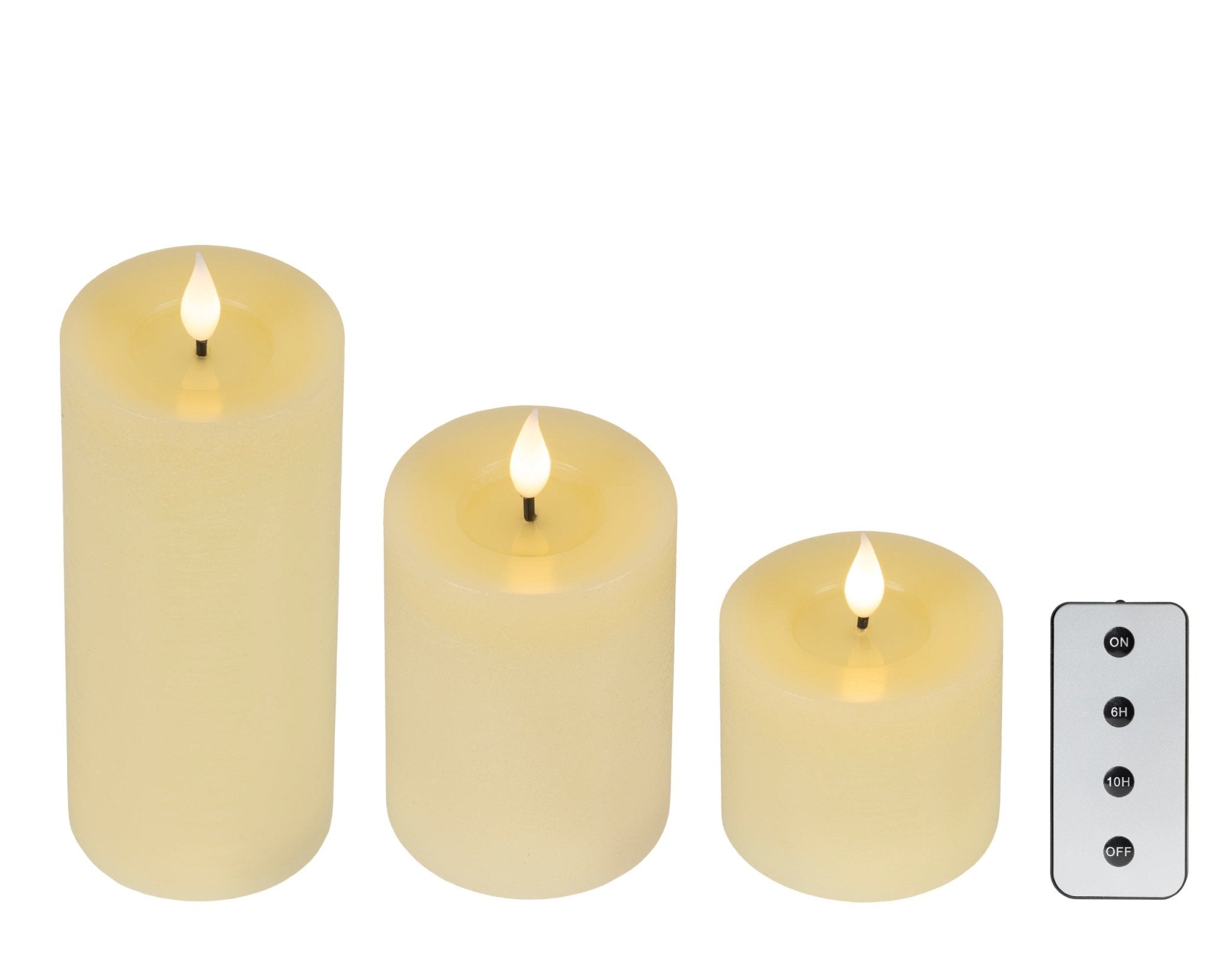 LED Kerzen 3er Set in Wachsoptik warmweiss (20 cm, 12,5 cm, 7,5 cm) indoor - Amiras Zauber