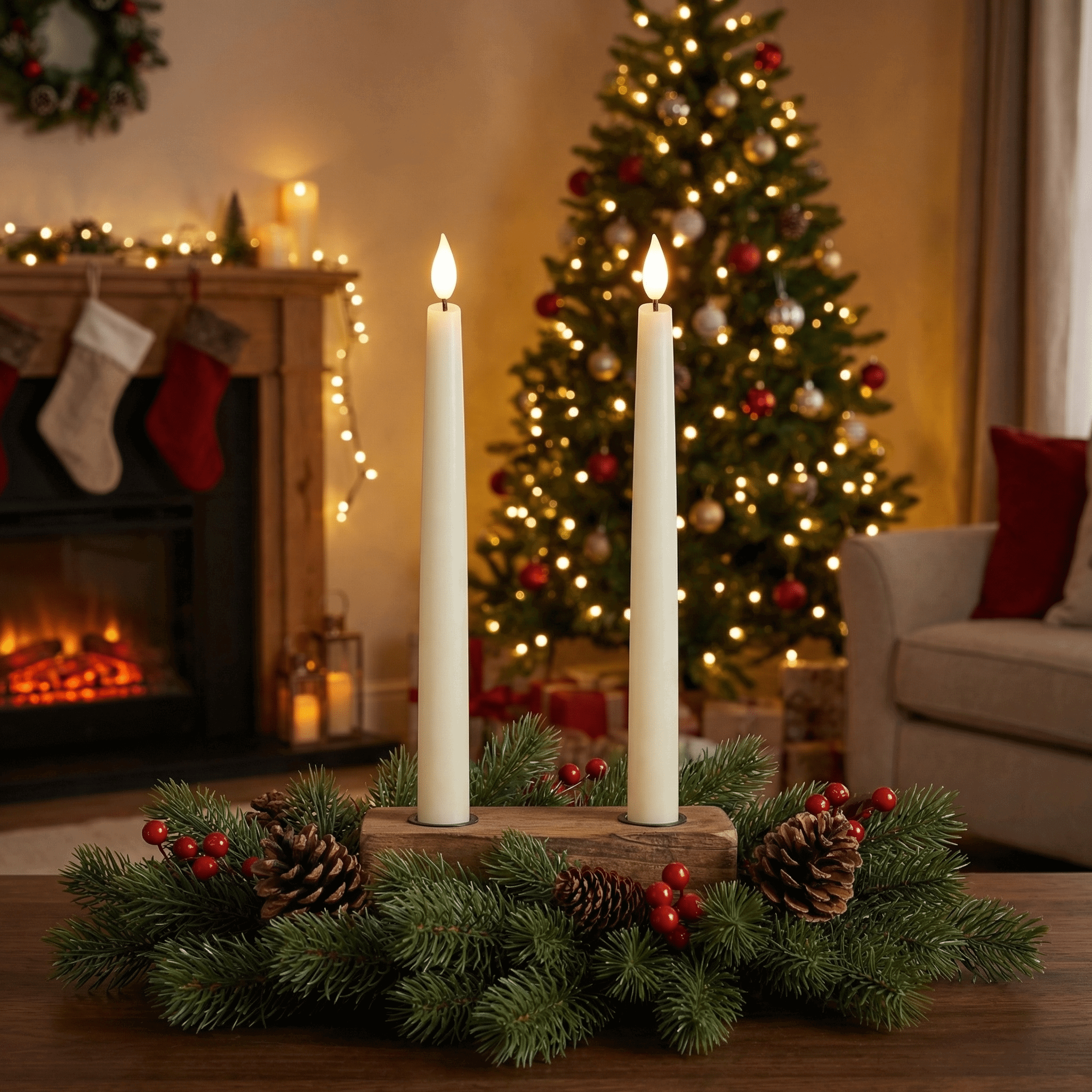LED-Stabkerzen 2er-Set Wachsoptik Warmweiß für Indoor – Amiras Zauber