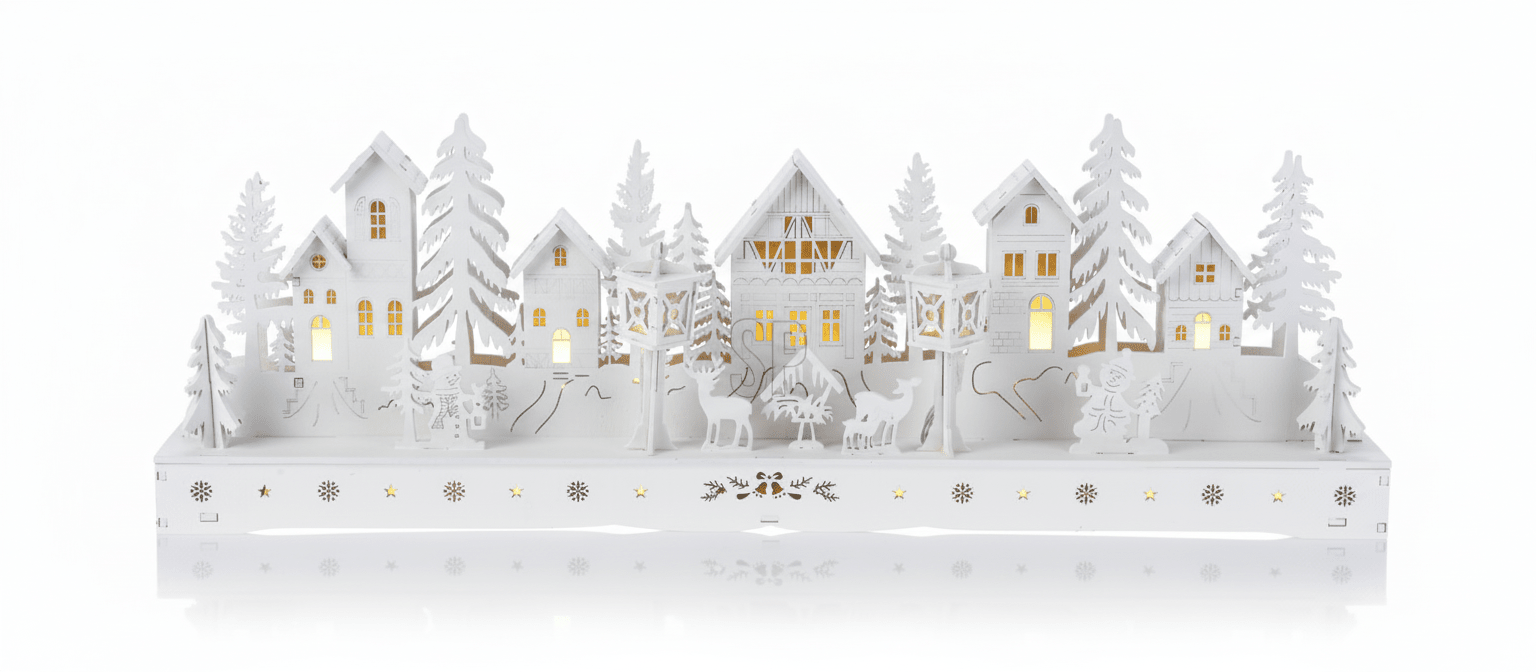 Märchenhaftes Weihnachtsdorf mit LED (43cm x 14,5cm) - Amiras Zauber
