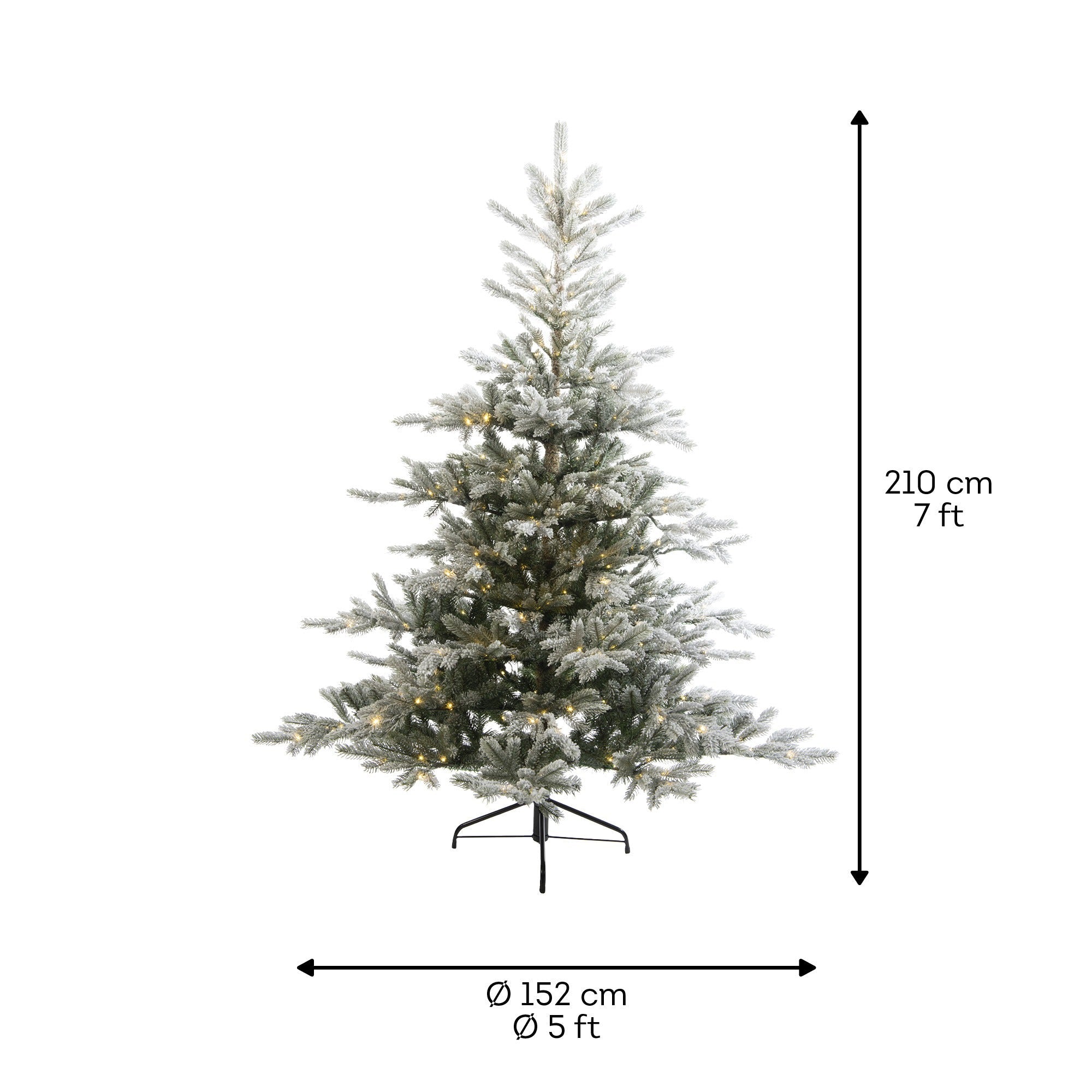 Premium Tanne "Grandis Fir" verschneit mit warmweißer Beleuchtung – 210 cm - Amiras Zauber
