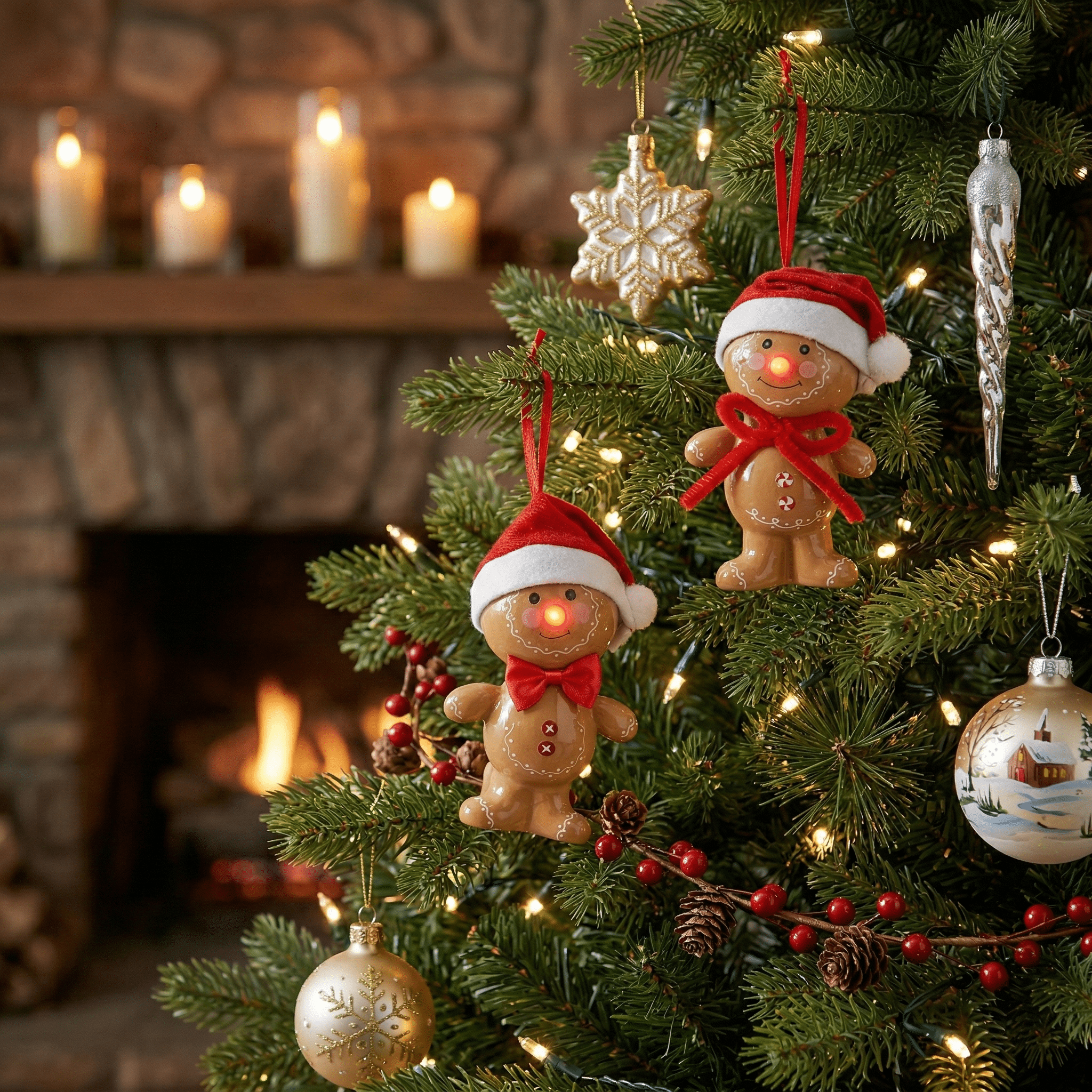 Weihnachtsanhänger „Lebkuchenmann“ LED 2er - Set (8 x 4,5 x 12,5 cm) - Amiras Zauber