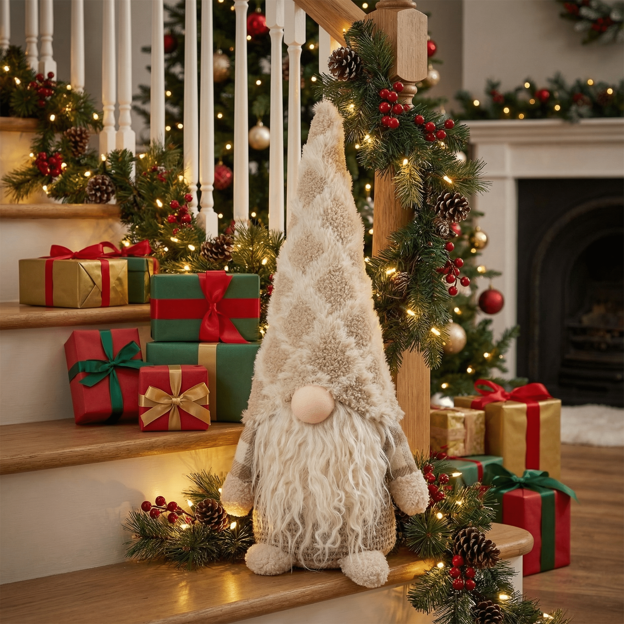 Wichtel Beige 34cm – Deko Wichtel Weihnachtsfigur – Amiras Zauber