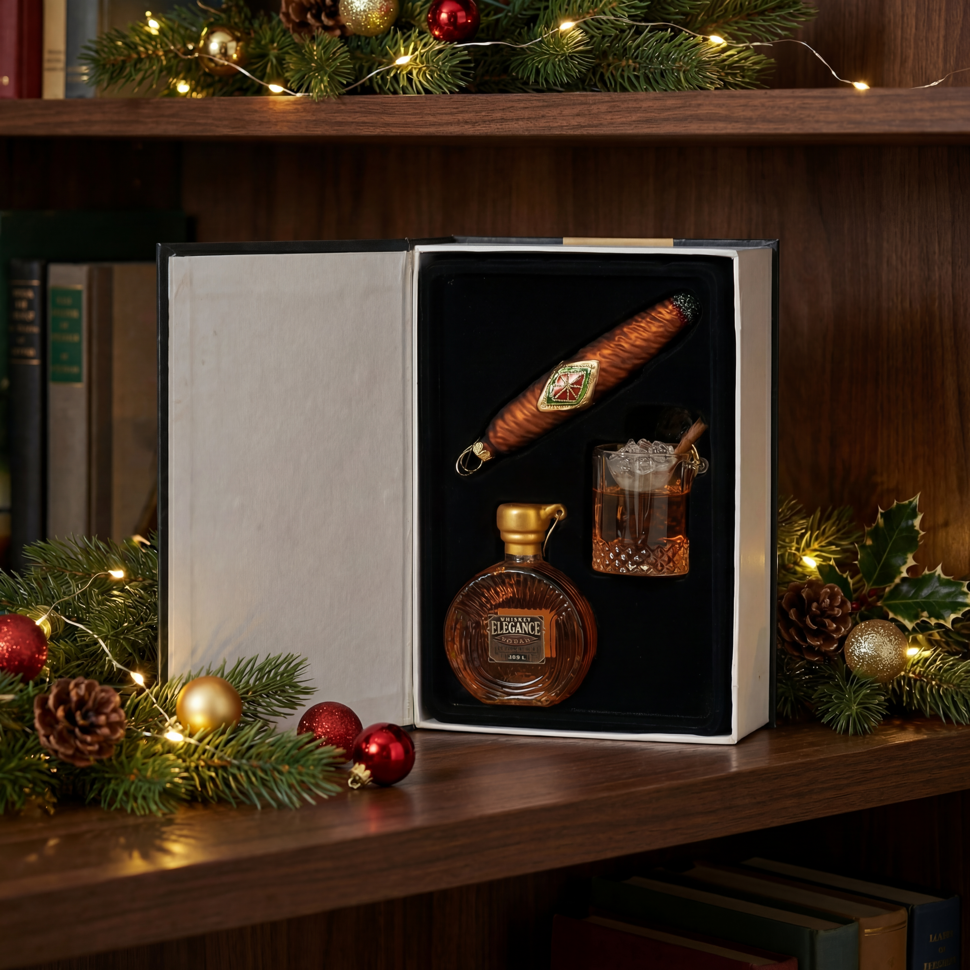 Whiskey Glas Baumschmuck Geschenk-Edition 4teilig