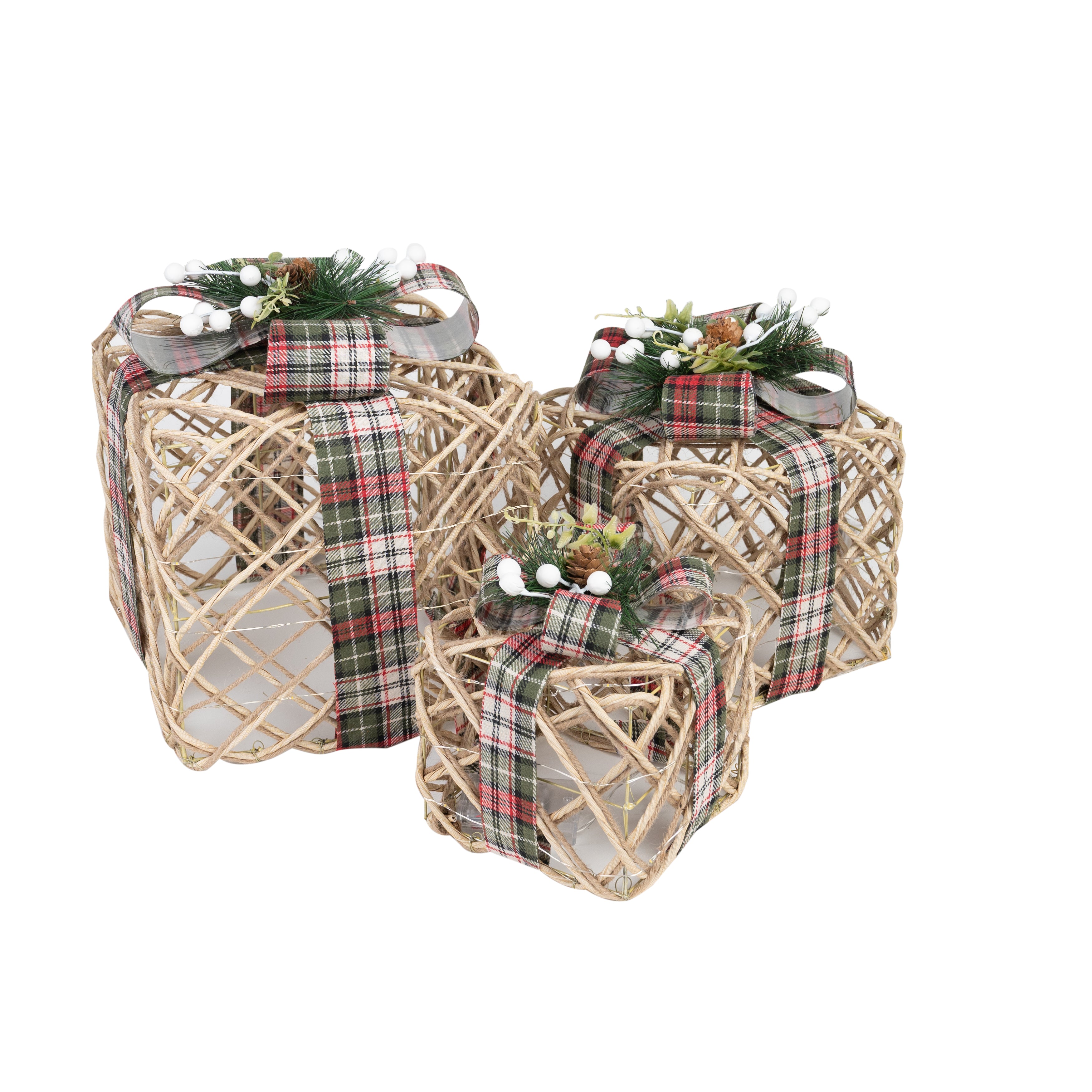 3er Set Deko Geschenkboxen mit Licht