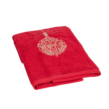Handtuch Set 2-teilig „Merry Christmas" Rot
