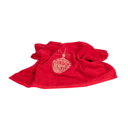 Handtuch Set 2-teilig „Merry Christmas" Rot