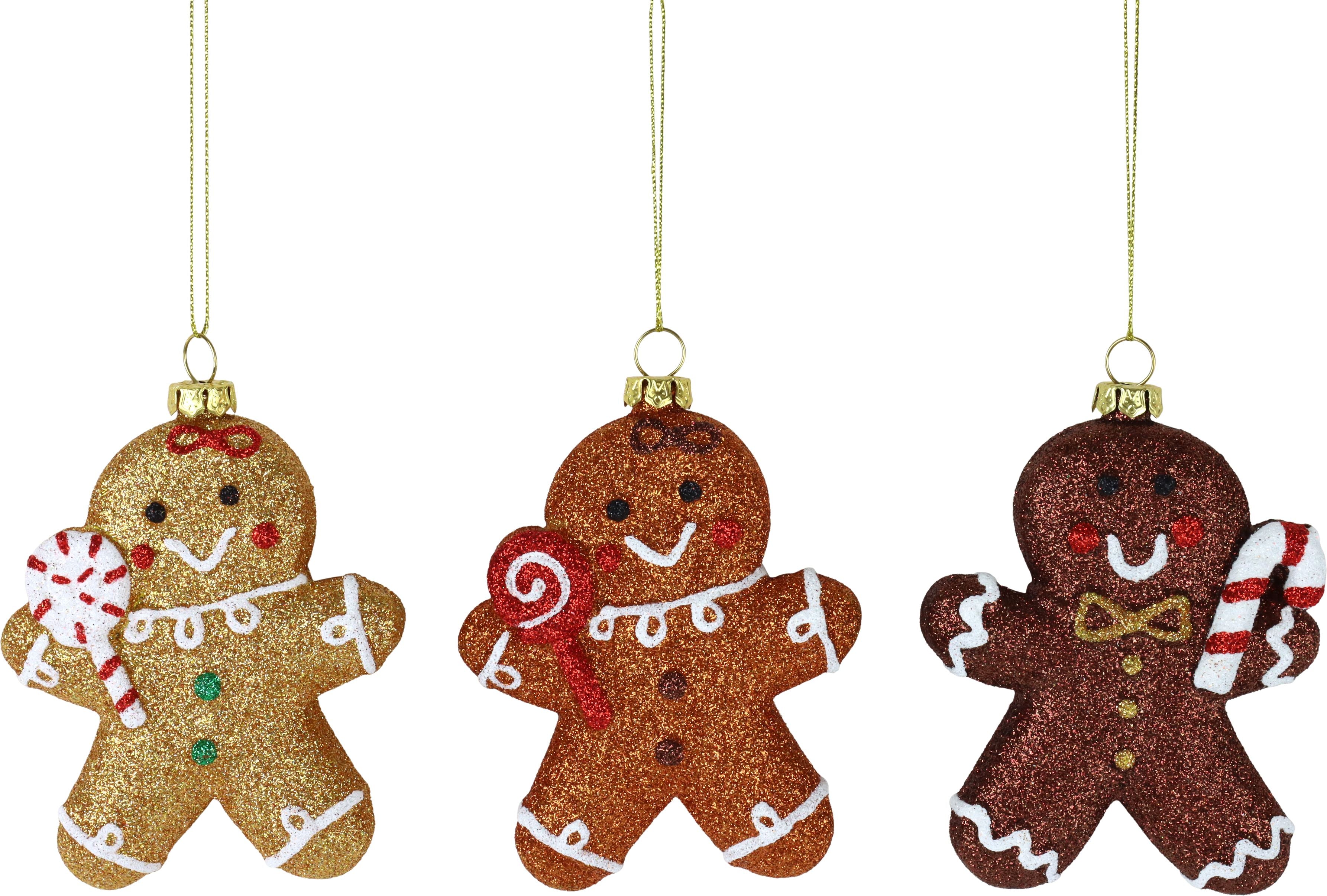 Gingerbreadman Baumschmuck – 3er Set mit Glitzer