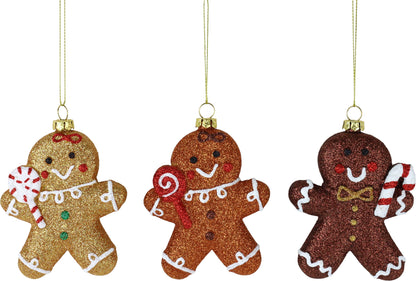 Gingerbreadman Baumschmuck – 3er Set mit Glitzer