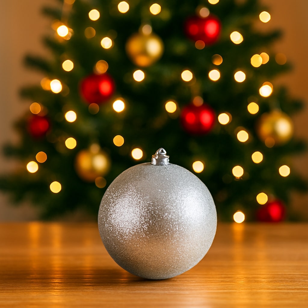 Christbaumkugeln Silber glitzernd xl 18cm