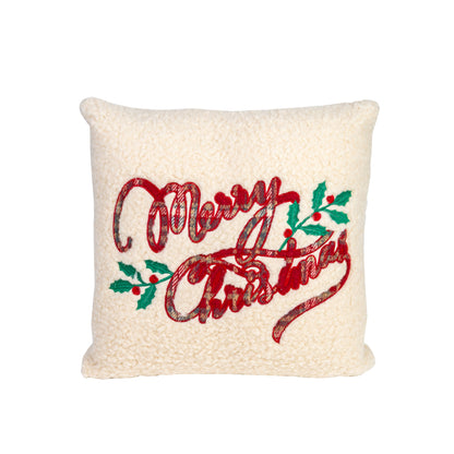Weihnachts-Dekokissen „Merry Christmas" (Weiß)