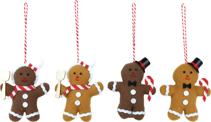 Gingerbreadman Anhänger – 4er Set Stoff (10cm)