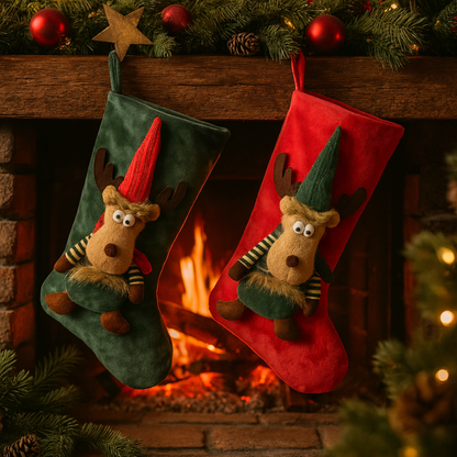 Weihnachtsstrumpf Rentier-Duo (46cm)