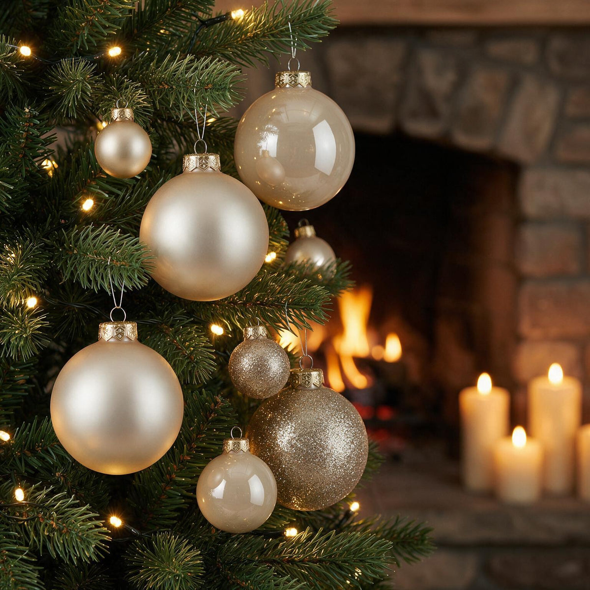 [KI] Weihnachtskugeln Glas Perle matt, glänzend und Glitzer