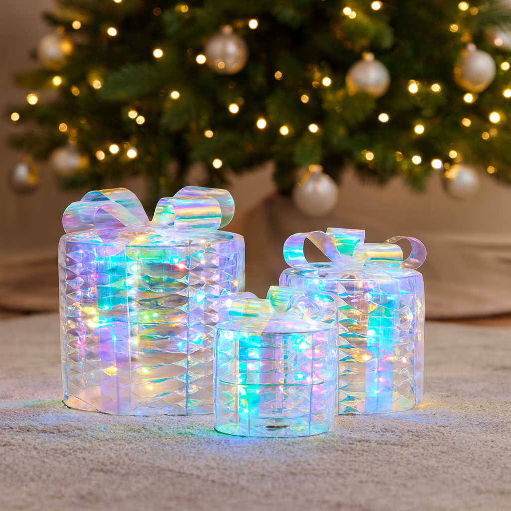 Set aus 3 Geschenkboxen mit 90 bunten LEDs
