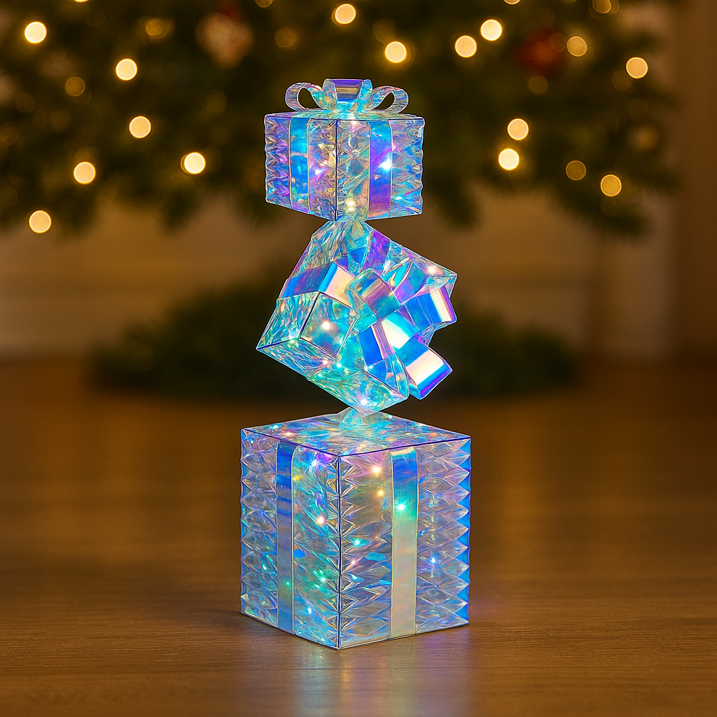 Deko Geschenketurm mit Licht 25x75cm
