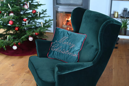 Weihnachts-Dekokissen „Merry Christmas" (Grün)
