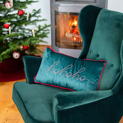 Weihnachts-Dekokissen „hohoho" (Grün)