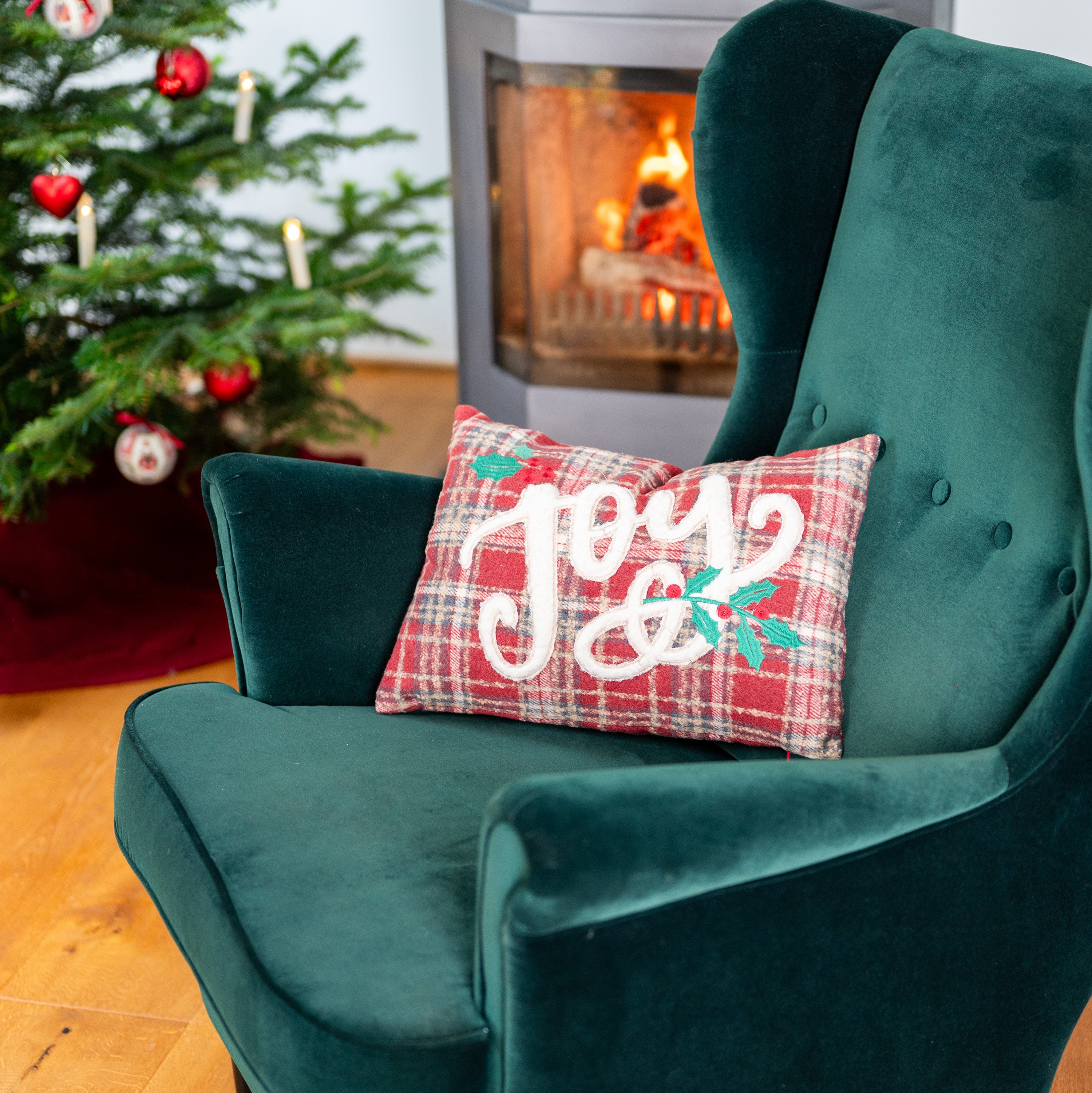 Weihnachts-Dekokissen „Joy" (Rot)