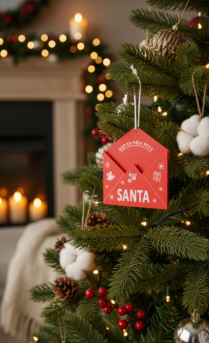 Brief-Baumschmuck „To Santa“ – Rot