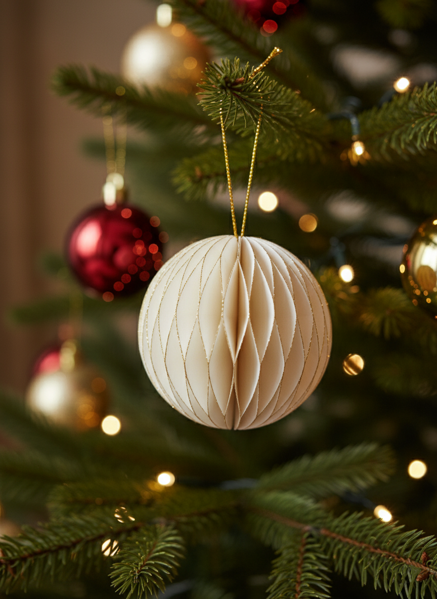 Wabenpapier-Kugeln mit Goldrand 12er-Set (10cm)