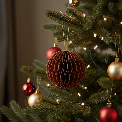 Wabenpapier-Kugeln mit Goldrand 12er-Set (10cm)