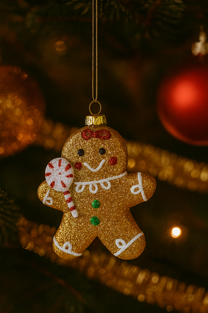 Gingerbreadman Baumschmuck – 3er Set mit Glitzer