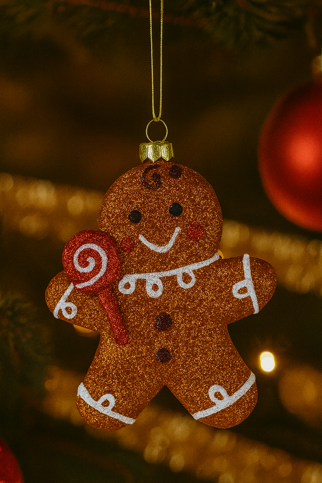 Gingerbreadman Baumschmuck – 3er Set mit Glitzer