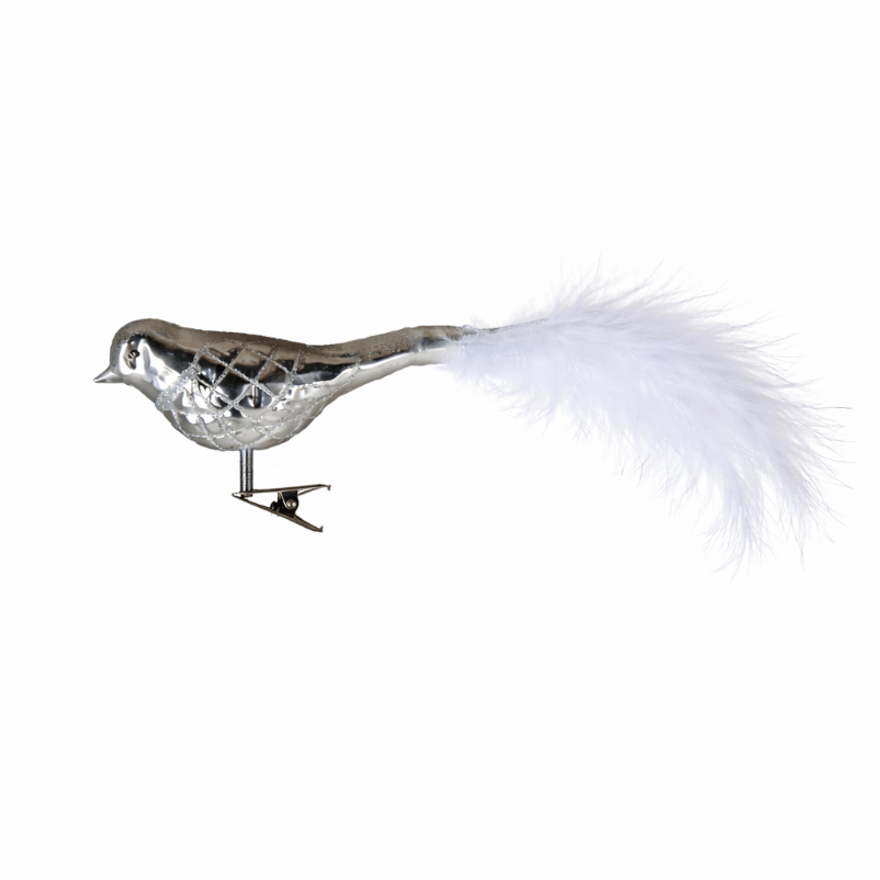 Zaubervogel Baumschmuck Weiß/Silber 4-tlg. - Sparset