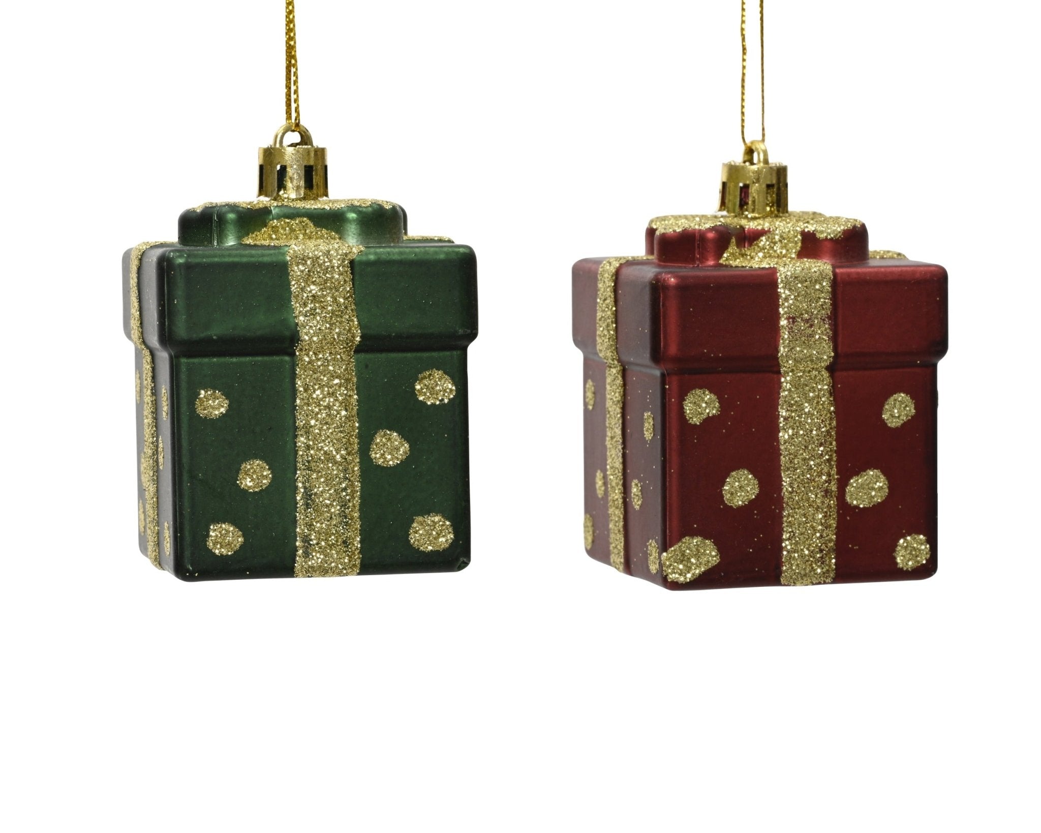 Baumschmuck Geschenk 4er Set rot/grün (5 x 5 x 6,8 cm) - Amiras Zauber