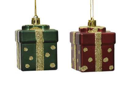 Baumschmuck Geschenk 4er Set rot/grün (5 x 5 x 6,8 cm) - Amiras Zauber