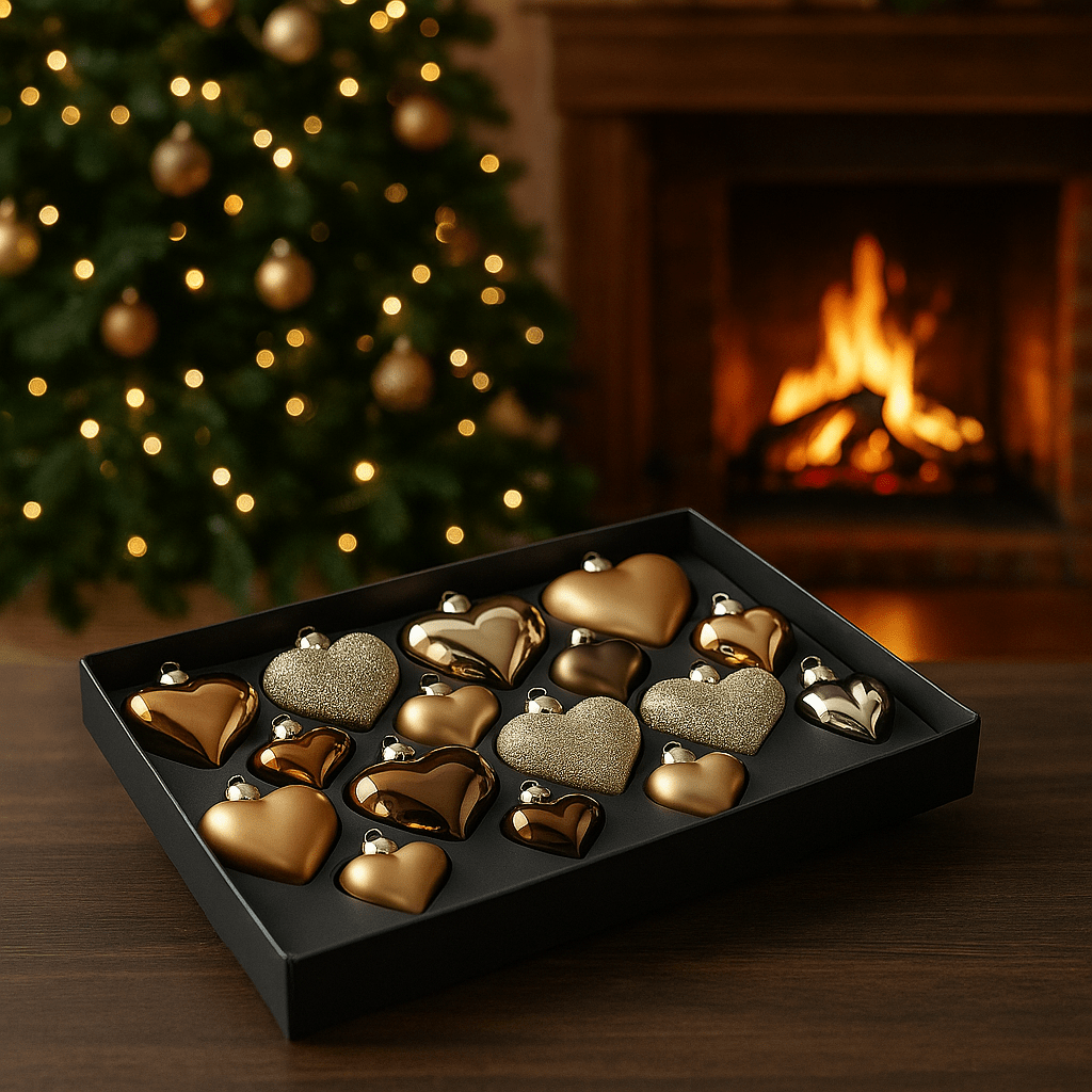 [KI] Christbaumanhänger Herzen – Metallic - Amiras Zauber